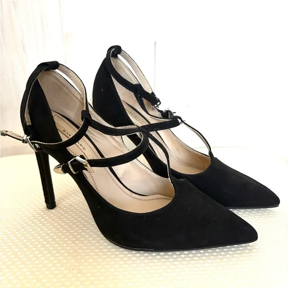 Zara Basic Black Strappy Heels - Picture 1 of 7